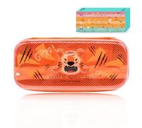 DGTSYAL Wonderwow Pencil Case, Kawaii Animal Themes, 2 Compartments and Inner Pen Holder, Mesh Fabric Inner Compartment, Large Capacity for Teenage Girls 23x11x5cm (Tigre Orange)