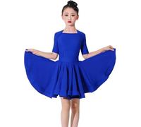 DgtZyrih Girls Latin Dance Dress Short Sleeves Dance Outfit Kids Salsa Tango Skirt Competition Dancewear Split Performance Costume for Samba Tango Rumba Cha Cha,G,130
