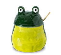 dgudgu Frog Salt Cellar With Lid And Spoon Ceramic Salt Container Green Salt Box Cute Salt Containers For Countertop- Elegant Salt Holder For Countertop