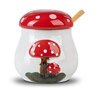 dgudgu Mushroom Sugar Bowl With Lid And Spoon Ceramic Sugar Bowl For Countertop Sugar Dish With Lid And Bamboo Spoon Sugar Container