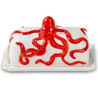 dgudgu Octopus Butter Dish With Lid Red Ceramic Butter Holder