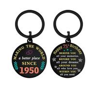 DGXMD 75th Birthday Gifts - Born in 1950 Birthday Keyring - Birthday Gifts for 75 Year Old Men Women - 75th Birthday Present