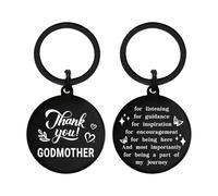 DGXMD Gifts for Godmother - Thank You Godmother Engraved Keyring - Godmother Birthday Christmas Keyring Gift from Godson Goddaughter