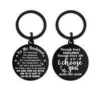 DGXMD Gifts for Husband - I Choose You Again and Again Metal Engraved Keyring - Husband Birthday Valentines Day Gifts from Wife