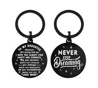 DGXMD Graduation Gifts for Daughter - Never Stop Dreaming Metal Engraved Keyring - Daughter Birthday Christmas Keyring Gifts from Mum