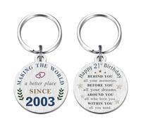 DGXMD Happy 21st Birthday Gifts, Born in 2003 Birthday Keychain, 21 Year Old Men Women Birthday Gifts, 2003 Birthday Present
