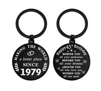 DGXMD Happy 45th Birthday Gifts - Born in 1979 Birthday Keychain - 45 Year Old Men Women Birthday Gifts - 1979 Birthday Present