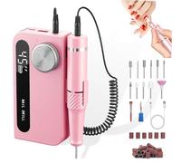 DGXWLLW Rechargeable Electric Nail Drill Machine Professional Kit, 45000 RPM Adjustable Speed, Portable Nail Grinder Manicure Tool for Salon Home with Drill Bits Sanding Bands for Acrylic Gel Nails