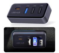 DGXWLLW USB Hub for Tesla Model Y Juniper 2025 2026 Model 3 Highland 2024 2025, Glove Box USB 3.0 Expander with 1 USB C & 3 USB A Port Docking Station for Dashcam Flash Drive Data Transfer Game Music