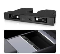 DGXWLLW USB Hub for Tesla Model Y Juniper 2025 2026 Model 3 Highland 2024 2025 with Sunken Design, 117W Dual Type-C Retractable Cables 4 in 1 Multi Port Fast Charger Docking Station fit Center Console