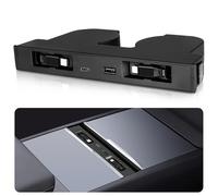 DGXWLLW USB Hub for Tesla Model Y Juniper 2025 2026 Model 3 Highland 2024 2025 with Sunken Design, 99W 4 in 1 Multi Ports Fast Charger with Retractable Cable Docking Station fit Center Console Adapter