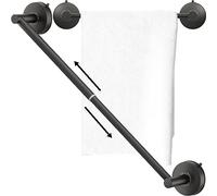 DGYB Adjustable Suction Cup Towel Bar for Bathroom 14 Inch ~ 27 Inch Retractable Matte Black Towel Rack Stainless Steel Bath Towel Holder for Glass Shower Door