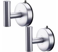 DGYB Large Suction Cup Hooks - Set of 2 Brushed Nickel Towel Hooks for Bathrooms - Stainless Steel Suction Shower Hooks - 15 Lb Removable Wall Hooks for Hanging Heavy Duty