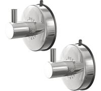 DGYB Suction Cup Hooks - 15LB Shower Hooks for Inside Shower, Stainless Steel No Drill Wall Hook Set of 2 Chrome Towel Hook for Bathrooms, Loofah, Robe