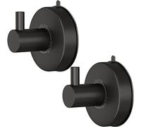 DGYB Suction Cup Hooks for Shower Set of 2 Towel Hooks for Bathrooms SUS 304 Stainless Steel Matte Black Shower Hooks for Loofah 15 Lb Bathroom Hooks for Towels
