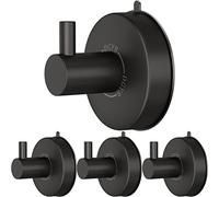 DGYB Suction Cup Hooks for Shower Set of 4 Towel Hooks for Bathrooms SUS 304 Stainless Steel Matte Black Shower Hooks for Loofah 15 Lb Bathroom Hooks for Towels
