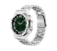 DGYSG Luxury Case Designed for Samsung Galaxy Watch 6 Classic 47mm 2023, Rugged Military Protective Metal Bumper Case with Tactical Stainless Steel Band for Men, Silver