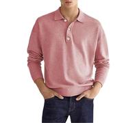 DGZTWLL Mens Polo Shirts Classic Collar Button Down Lapel Long Sleeve Casual Fashion Business Golf Work T Shirts for Men Pink