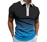 DGZTWLL Mens Polo Shirts UK Short Sleeve Zip Up Lapel Casual Regular Fit Classic Tops Lightweight Soft Vintage Breathable Business Golf Work Polo Shirts for Men UK Sky Blue