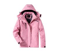 DGZTWLL Unisex Mountain Waterproof Ski Snow Jacket Windproof Rain Jacket Winter Warm Hooded Coat Fleece Lined Windbreaker, A2-pink, Large