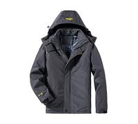 DGZTWLL Unisex Mountain Waterproof Ski Snow Jacket Windproof Rain Jacket Winter Warm Hooded Coat Fleece Lined Windbreaker, A1-grey, 3XL