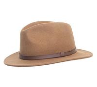 DH Arizona Showerproof Packable Hand Made Fedora Trilby Hat with Leather Band 100% Wool (Coffee, Large)