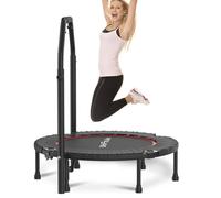 DH FitLife 40'' Foldable Fitness Trampoline - Quick & Easy Assembly | Mini Rebounder Trampoline for Adults & Kids | Max Load 150KG | 4-Level Adjustable Handle | Quiet & Stable for Indoor Workouts
