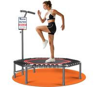 DH FitLife 45" Studio-Quality Fitness Rebounder Trampoline for Adults | Indoor Cross Jumping Mini Rebounder, Quiet 8mm Bungee Cords, Firm Responsive Bounce, 3-Level Handle, 150kg Capacity