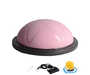 DH FitLife Balance Ball, Yoga Balance Trainer Φ60×22cm, Maximum Load 200 kg, Half Exercise Ball for Core, Balance & Strength Training, Balance Board with Pump and 2 Fitness Bands (Pink)