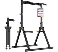 DH FitLife Foldable Power Tower Dip Station for Home Gym Strength Training