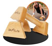 DH FitLife Wooden Push-Up Handles - 2 x Joint-friendly & Non-Slip Handstand Handles | Parallettes | Dip Bars | Push-Up Bars | Calisthenics Equipment for Strength Training | Indoor and Outdoor Use