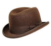 DH Hand Made 100% Wool Hard Top Churchill Homburg Felt Trilby Hat New Brown Medium