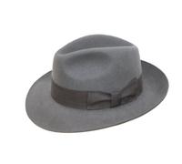 DH Hand Made Gents Fedora Felt Trilby Hat with Wider Brim 100% Wool NEW Grey