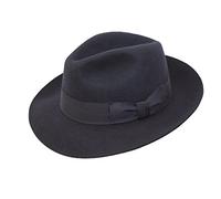 DH Hand Made Gents Fedora Felt Trilby Hat with Wider Brim 100% Wool New Navy
