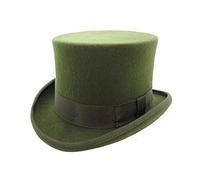DH Hand Made Wool Top Hat Satin Lined Small to XXL Olive