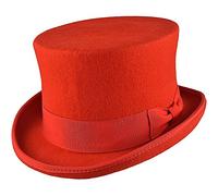 DH Hand Made Wool Top Hat Satin Lined Small to XXL Red