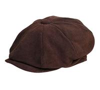 DH Mens Real Suede Leather 8 Panel Newsboy Baker Boy Gatsby Flat Cap (Small, Brown)