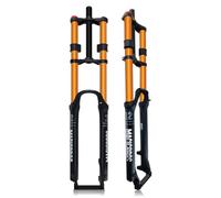 DH Mountain Bike Suspension Fork 26 27.5 29inch Travel 180mm MTB Double Shoulder Air Fork 1-1/8" Straight Double Crown Downhill Forks 9 Mm QR Disc Brake Front Fork Adjustable Rebound (Gold,27.5Inch)