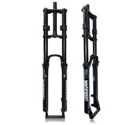 DH Mountain Bike Suspension Fork 26 27.5 29inch Travel 180mm MTB Double Shoulder Air Fork 1-1/8" Straight Double Crown Downhill Forks 9 Mm QR Disc Brake Front Fork Adjustable Rebound (Black,27.5Inch)
