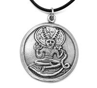 DH Pewter Cernunnos Pagan Horned God Pendant Necklace in a Grey Burlap Pouch
