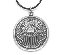 DH Pewter Hekate Hecate Pagan Goddess Pendant Necklace in a burlap pouch