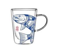 Dh2yjnbf3 Double Wall Glass Coffee Mugs Ancient Chinese Totem Printing, Clear Espresso Cups with Handle, 280ML