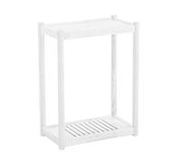 Dh2yjnbf3 Practical Solid Wood PC Tower Stand, 2-tier Mobile CPU Holder, Floor Standing Main Case with Invisible Caster Wheels for Home Office(White,Small)