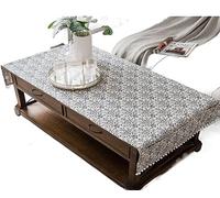 DHAEY Coffee Table Cloth Rustic Style Living Room Center End Table Cover with Pocket, Cotton Linen Tablecloth (Color : Blue Flower, Size : 23.6x63 Inch)