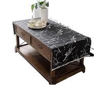 DHAEY Coffee Table Cloth Rustic Style Living Room Center End Table Cover with Pocket, Cotton Linen Tablecloth (Color : Black Marble, Size : 23.6x63 Inch)