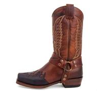 DHAEY Men's Women Cowboy Boots Knight Boots Fashion Embroidered Square Tow Heel Retro Classic Medieval Renaissance Men's Pirate Boots Traditional Country Boot (Color : Brown, Size : 10 UK)