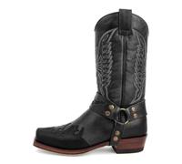 DHAEY Men's Women Cowboy Boots Knight Boots Fashion Embroidered Square Tow Heel Retro Classic Medieval Renaissance Men's Pirate Boots Traditional Country Boot (Color : Black, Size : 8.5 UK)