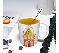 DHAEY Original Brown Gingerbread House Decorated Candy Icing Sugar C,Coffee Mug, Novelty Mug, Funny Mug, Practical Joke Mug, Rude Mug, Office Mug, Colleagues Mugs, Animal Mugs, Gifts for Men or Women