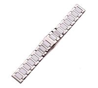 DHAEY Stainless Steel Watch Bands, 16 18 20mm Stainless Steel Bracelet Middle Ceramic Links Watch Band Men Lady White Black Clock Accessories Watchband Strap (Color : White, Size : 18mm)