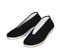 DHAEY Traditional Chinese Style Men Kung Fu Shoes Old Beijing Bruce leer Tai Chi Wushu Black Martial Arts Shoes Suit Sportwear (Color : 1, Size : '47)